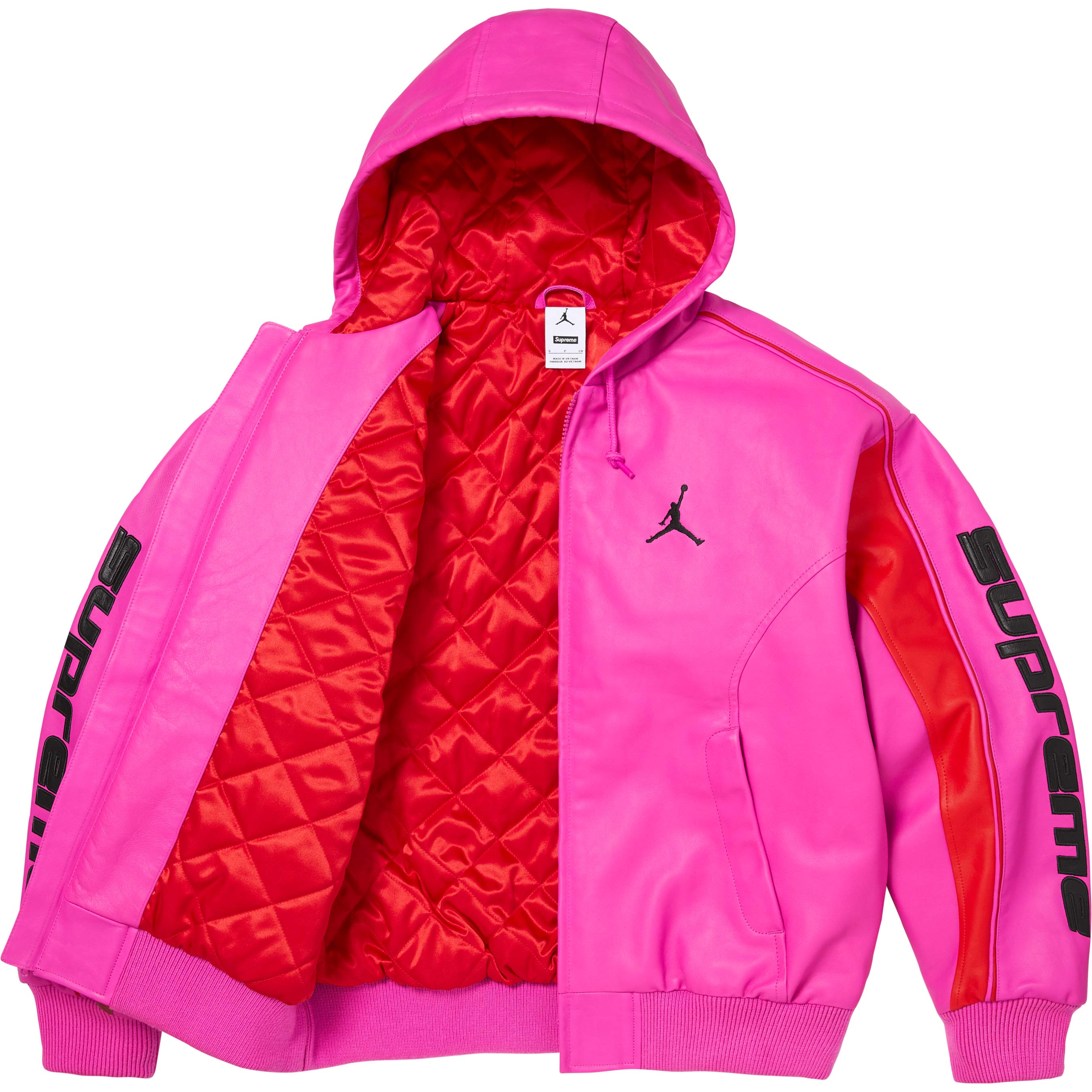 Supreme®/Jordan® Hooded Leather Jacket view 4